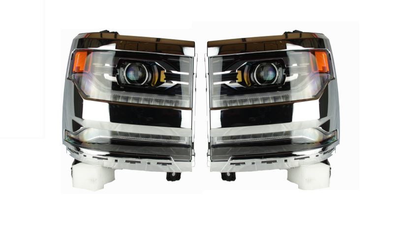2016-2018 Chevrolet Silverado 1500 New LH & RH Chrome Bezel LED Headlights 1500 GM2502452 GM2503452